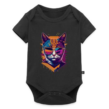 Retro Cool Cat: Vintage Vibes and Feline Flair - Baby Premium Kurzarmbody - Schwarz - Vorne