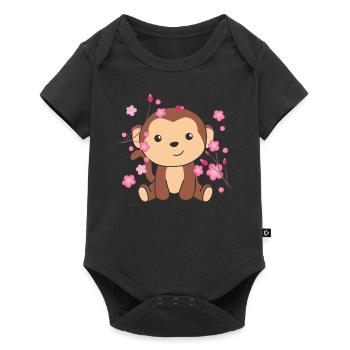 Monkey cute animals for kids kawaii - Baby Premium short-sleeve bodysuit - black - Front