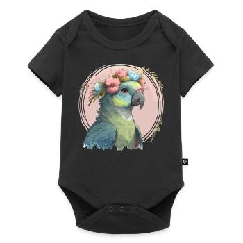Cute Hahn's Macaw Bird Flower Crown Pet Birds - Baby Premium short-sleeve bodysuit - black - Front