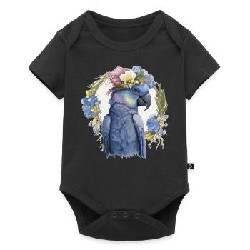 Cute Hyacinth Macaw Parrot Bird Flower Crown Pet B - Baby Premium short-sleeve bodysuit - black - Front