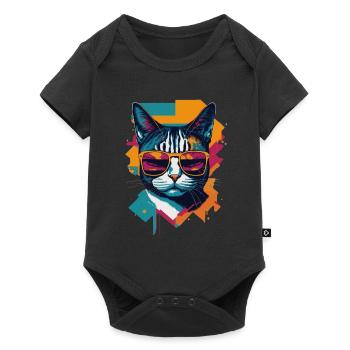 Retro Cool Cat: Vintage Vibes and Feline Flair - Baby Premium Kurzarmbody - Schwarz - Vorne