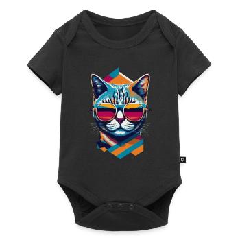 Retro Cool Cat: Vintage Vibes and Feline Flair - Baby Premium Kurzarmbody - Schwarz - Vorne