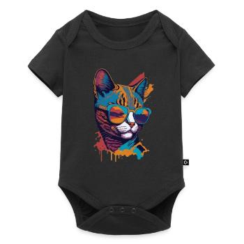 Retro Cool Cat: Vintage Vibes and Feline Flair - Baby Premium Kurzarmbody - Schwarz - Vorne