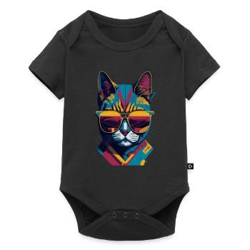Vintage Vibes and Feline Flair Retro Cool Cat - Baby Premium Kurzarmbody - Schwarz - Vorne