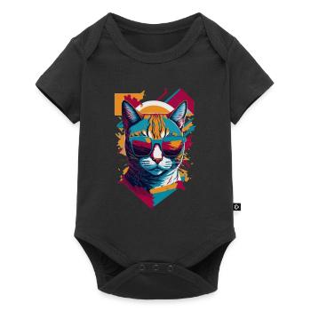 Vintage Vibes and Feline Flair Retro Cool Cat - Baby Premium Kurzarmbody - Schwarz - Vorne