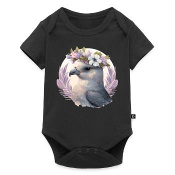 Cute Fulmar Bird Flower Crown Floral Tropical Bird - Baby Premium short-sleeve bodysuit - black - Front