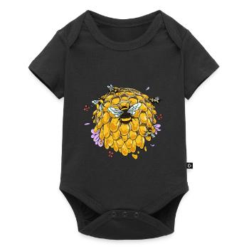 Cute bee honey beekeeper bumblebee hive honeycomb - Baby Premium short-sleeve bodysuit - black - Front