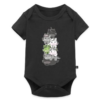 Agender Flag Pride LGBTQ Cute Unicorn Stack - Baby Premium short-sleeve bodysuit - black - Front