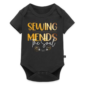Coudre, raccommoder, l’âme, les égouts, la courtepointe, - Body à manches courtes Premium Bébé - noir - Devant