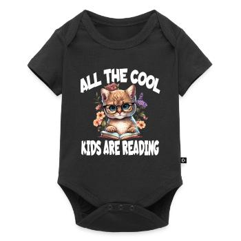 All The Cool Kids Are Reading Katze Kätzchen - Baby Premium Kurzarmbody - Schwarz - Vorne