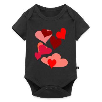 Symbol Herzen Herz Romantik Liebe herzlich - Baby Premium Kurzarmbody - Schwarz - Vorne