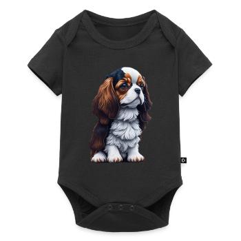 Cavalier King Charles Spaniel Chien Chiot - Body à manches courtes Premium Bébé - noir - Devant