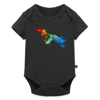 Eule Splash Art Vogel Tierliebhaber - Baby Premium Kurzarmbody - Schwarz - Vorne