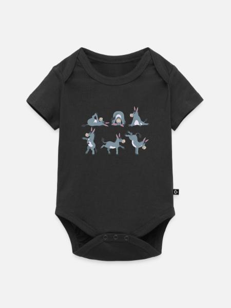 Yoga Esel - Baby Premium Kurzarmbody - Schwarz