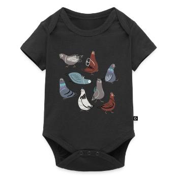Funny cute pigeons children pigeon - Baby Premium short-sleeve bodysuit - black - Front
