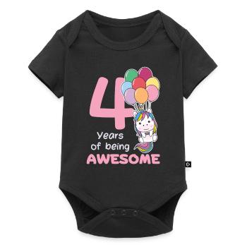 Licorne pour les enfants de 4 ans de quatre ans - Body à manches courtes Premium Bébé - noir - Devant