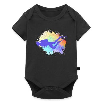 Plongée Rétro Aquarelle Apnée Aquatique Plongeur Immergé - Body à manches courtes Premium Bébé - noir - Devant