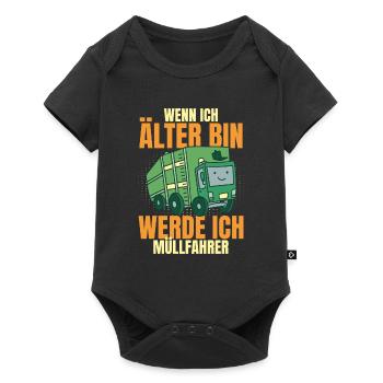 Nachwuchs Müllmann Müllabfuhr - Baby Premium Kurzarmbody - Schwarz - Vorne