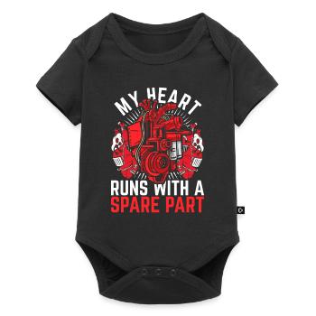 Heart Surgery My Heart Runs With A Spare Part - Baby Premium short-sleeve bodysuit - black - Front