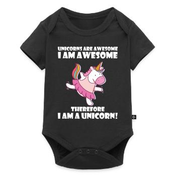 Unicorns are awesome, I am awesome - Baby Premium Kurzarmbody - Schwarz - Vorne