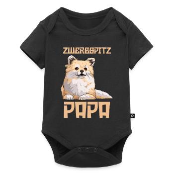 Hund Zwergspitz Papa - Baby Premium Kurzarmbody - Schwarz - Vorne