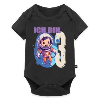 Ich bin 3 Jahre - 3. Geburtstag - Astronaut - Baby Premium Kurzarmbody - Schwarz - Vorne