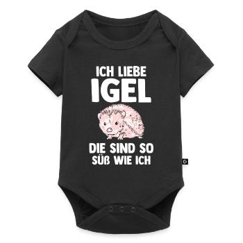 Tiermotiv Igel - Baby Premium Kurzarmbody - Schwarz - Vorne