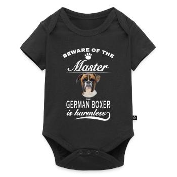 Beware of the master, harmless German Boxer - Baby Premium Kurzarmbody - Schwarz - Vorne