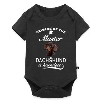 Beware of the master, harmless Dachshund - Baby Premium short-sleeve bodysuit - black - Front
