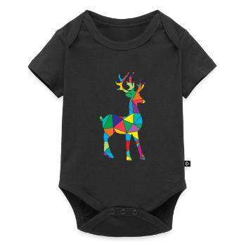 Hirsch Polygon Reh Wild Animal - Baby Premium Kurzarmbody - Schwarz - Vorne