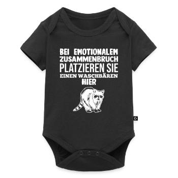 Tiermotiv Waschbär - Baby Premium Kurzarmbody - Schwarz - Vorne