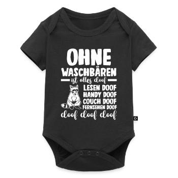 Tiermotiv Waschbär - Baby Premium Kurzarmbody - Schwarz - Vorne