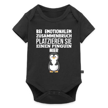 Tiermotiv Pinguin - Baby Premium Kurzarmbody - Schwarz - Vorne