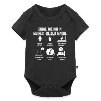Tiermotiv Pinguin - Baby Premium Kurzarmbody - Schwarz - Vorne