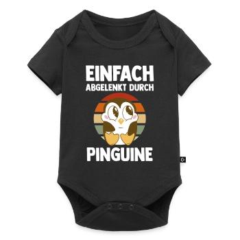Tiermotiv Pinguin - Baby Premium Kurzarmbody - Schwarz - Vorne