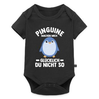 Tiermotiv Pinguin - Baby Premium Kurzarmbody - Schwarz - Vorne