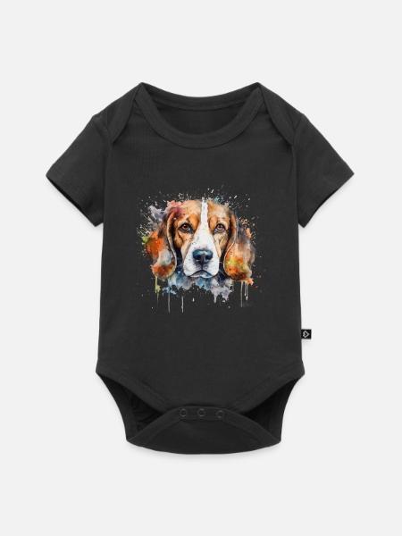 Beagle - Baby Premium Kurzarmbody - Schwarz