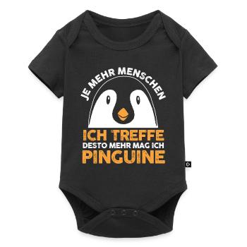 Tiermotiv Pinguin - Baby Premium Kurzarmbody - Schwarz - Vorne