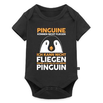 Tiermotiv Pinguin - Baby Premium Kurzarmbody - Schwarz - Vorne