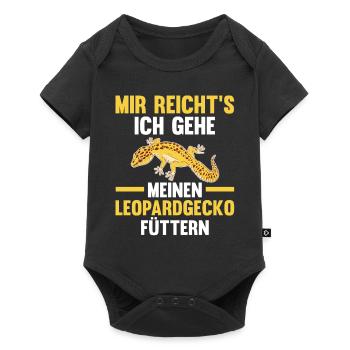 Eidechse Terrarium Reptilien Leopardgecko - Baby Premium Kurzarmbody - Schwarz - Vorne