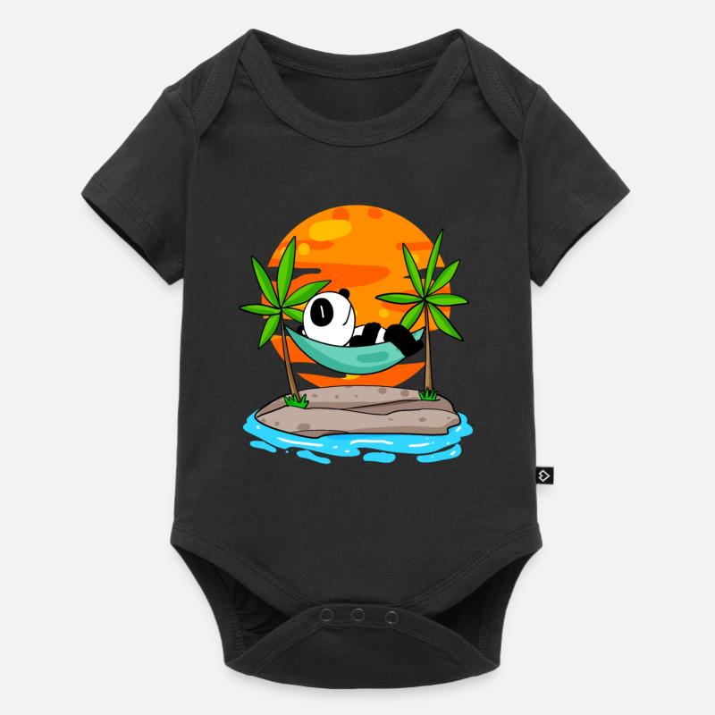 Panda sur la plage - Body à manches courtes Premium Bébé - noir