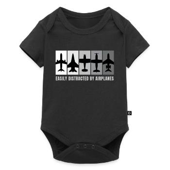 Facilement distrait par les avions Avion - Body à manches courtes Premium Bébé - noir - Devant