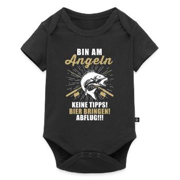 Angeln Tshirt Mann Fischer Rute Fischfang Fishing - Baby Premium Kurzarmbody - Schwarz - Vorne