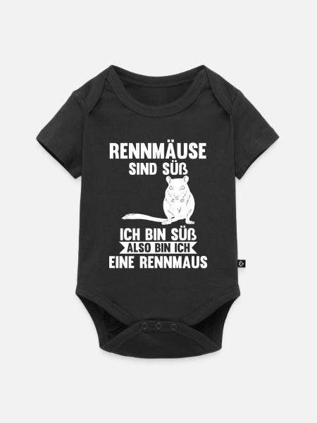 Maus Mäuse Rennmaus - Baby Premium Kurzarmbody - Schwarz