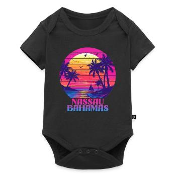 Sunset Nassau Bahamas Palm Tree Summer Island - Baby Premium short-sleeve bodysuit - black - Front