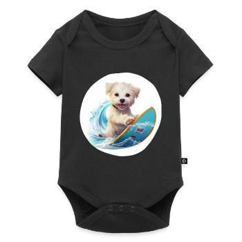 Surfing Animals, chien doux - Body à manches courtes Premium Bébé - noir - Devant