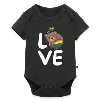 Rainbow Flag Pride LGBTQ Mignon Ours Amour - Body à manches courtes Premium Bébé - noir - Devant