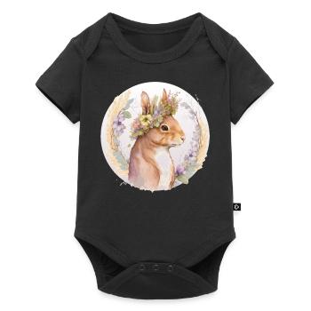 Floral Squirrel Flower Crown Watercolor Animal Lov - Baby Premium short-sleeve bodysuit - black - Front