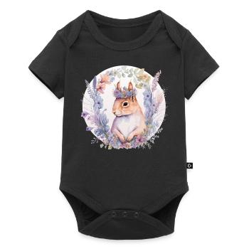 Cute Squirrel Flower Crown Animal Lovers - Baby Premium Kurzarmbody - Schwarz - Vorne