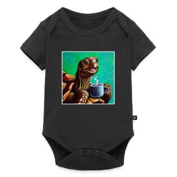 Oilpainting Happy Wasserschildkröte Schildkröte - Baby Premium Kurzarmbody - Schwarz - Vorne